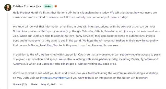 First Comment Example